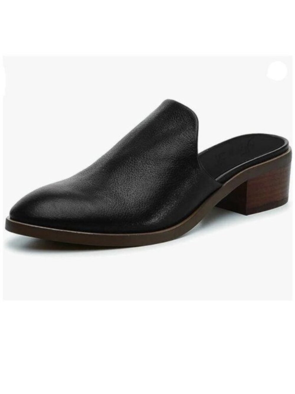 FOWT Women Round Closed Toe Mules Slip On Retro Loafer Low Chunky Block Heel